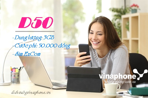 Hướng dẫn đăng ký gói D50 Vinaphone ưu đãi 3GB data chỉ 50.000đ 1 Đăng ký gói cước 3G D50 Vinaphone