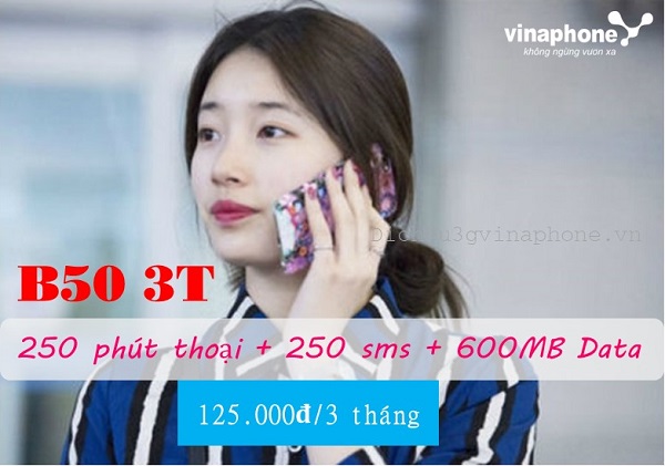 Đăng ký gói B50 3T Vinaphone ưu đãi Combo "3 in 1" suốt 3 tháng 1 Gói cước B50 3T mạng Vinaphone