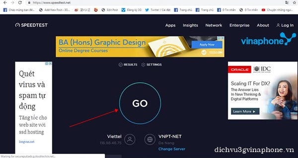 Cách kiểm tra tốc độ truy cập Internet của 3G/4G Vinaphone 3 Cách kiểm tra tốc độ internet mạng Vinaphone