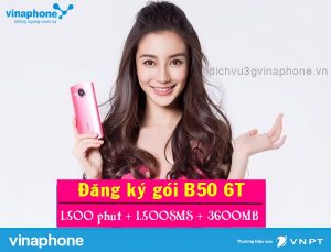 Đăng ký gói B50 6T Vinaphone khuyến mãi Combo dùng trong 6 tháng 8 Đăng ký gói cước B50 6T mạng Vinaphone