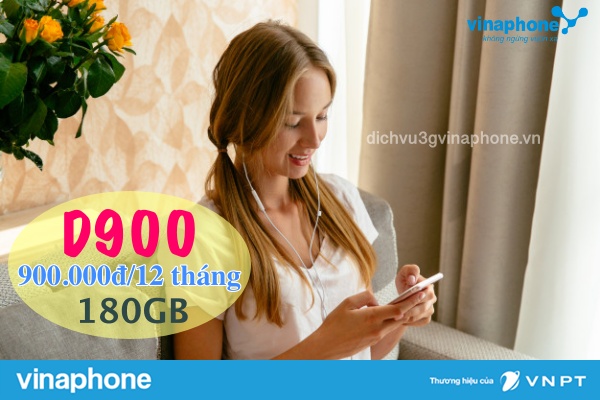 Đăng ký gói D900 Vinaphone ưu đãi 108GB Data dùng 12 tháng 1 Đăng ký gói cước D900 Vinaphone