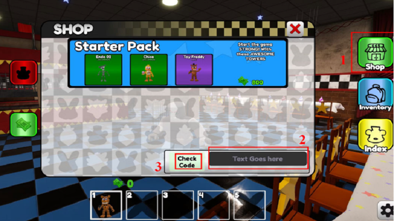 nhap-code-fazbear-world-tower-defense
