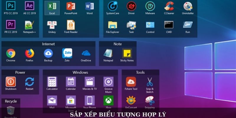 Hướng Dẫn Cách Thay Đổi Màn Hình Máy Tính Chỉ Mất 3 Phút 4 Sắp xếp biểu tượng hợp lý
